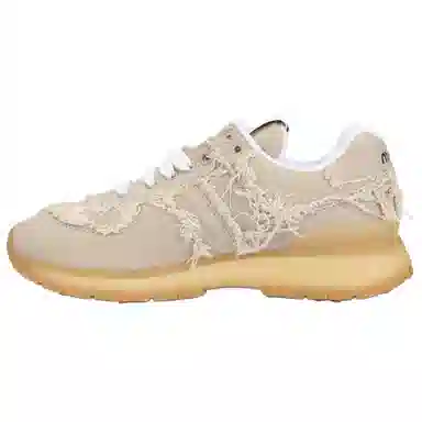 Miu Miu Round Toe Lace-Up Low Sneakers Beige