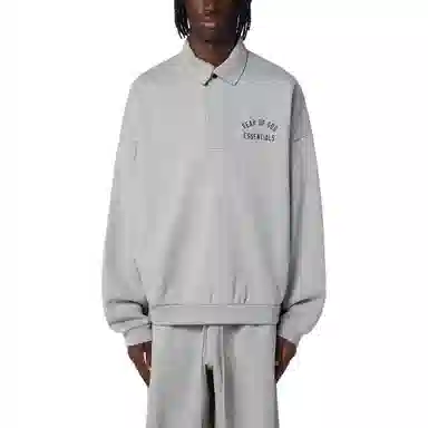 Fear of God Essentials Fall24 Fleece Polo Oatmeal Dark Heather