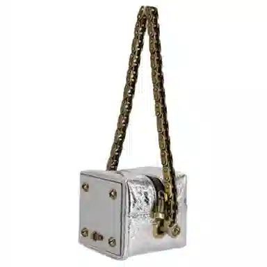 解不开的魔方皱银手提包