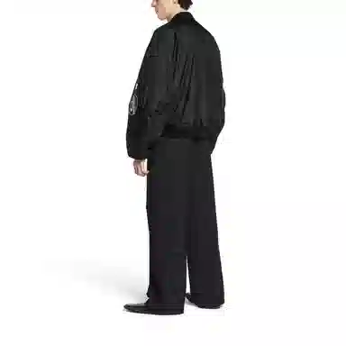 Balenciaga FW25 Ribbed Zip Patch Cotton Jacket Black