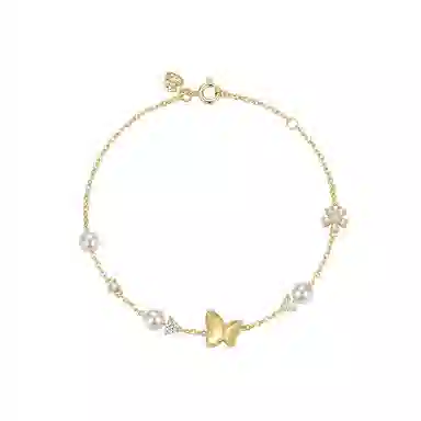 希遇 蝶栖心间 优雅可爱个性小众设计 日常通勤百搭 精致设计高级感竹节配饰 好运# 合金 手链 女款