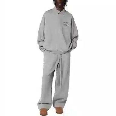 Fear of God Essentials Fall24 Fleece Polo Oatmeal Dark Heather