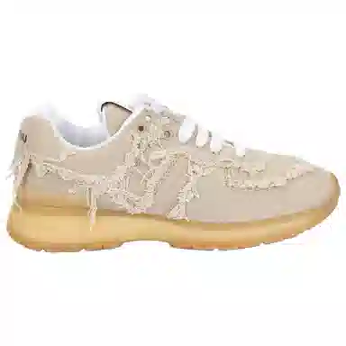 Miu Miu Round Toe Lace-Up Low Sneakers Beige