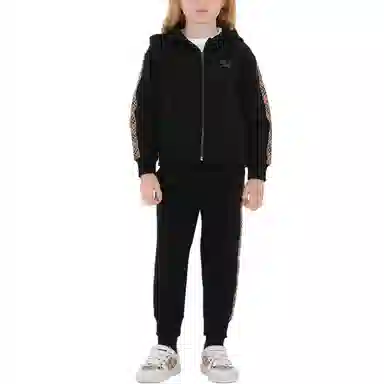 Burberry SS25 Checked Zip Hoodie Black Kids