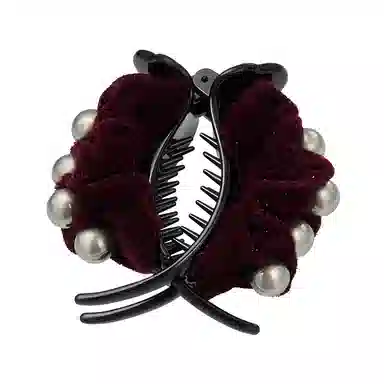 CHIMERA Velvet Beaded Hair Clip Medium Red