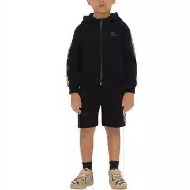 Burberry SS25 Checked Zip Hoodie Black Kids