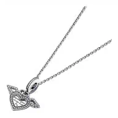 Pandora Angel Wing Heart Necklace Set Silver