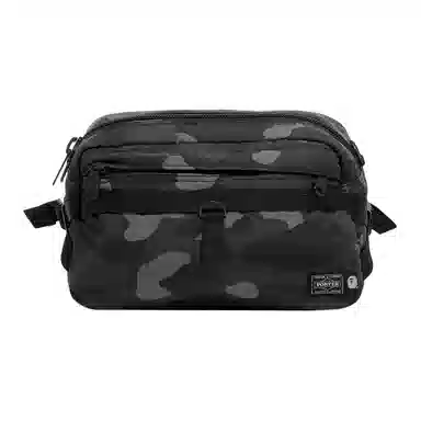 A Bathing Ape Logo Patch Camo Waist Bag Black