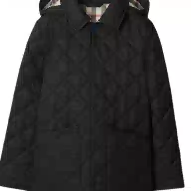 Burberry FW24 Quilted Hoodie Cotton Jacket Black Kids