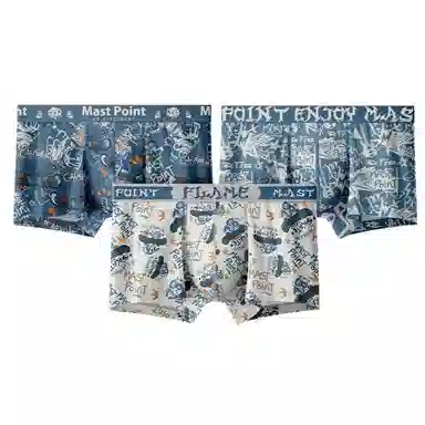 MAST POINT Plant Floral Cartoon Print Boxer Briefs 3-Pack