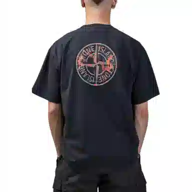 Stone Island Logo Print T-Shirt Black
