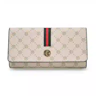 老人头 经典复古老花高级感长款多卡位通勤百搭票夹钱夹 合成革 钱包 男女同款情侣款 咖色