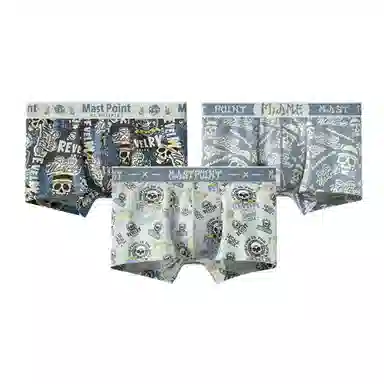 MAST POINT Plant Floral Cartoon Print Boxer Briefs 3-Pack
