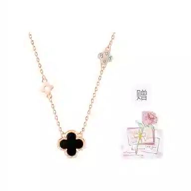 【999足银|幸运四叶草】 央创时尚 中国黄金 气质锁骨链新中式轻奢小众简约时尚日常百搭吊坠告白礼盒好运 玉髓 项链 女款