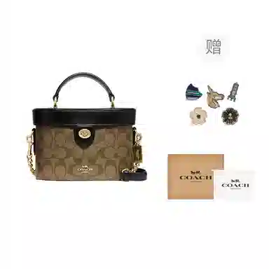 COACH Kay 20 Box Bag Small Black Brown Logo