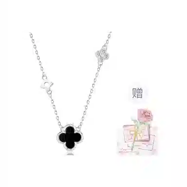 【999足银|幸运四叶草】 央创时尚 中国黄金 气质锁骨链新中式轻奢小众简约时尚日常百搭吊坠告白礼盒好运 玉髓 项链 女款