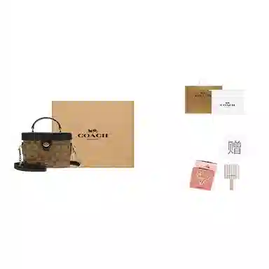 COACH Kay 20 Box Bag Small Black Brown Logo