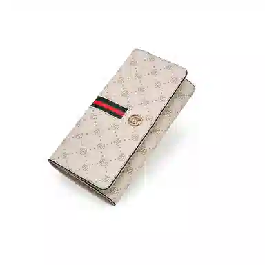 老人头 经典复古老花高级感长款多卡位通勤百搭票夹钱夹 合成革 钱包 男女同款情侣款 咖色