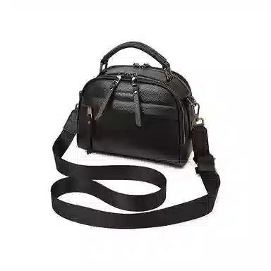 老人头 休闲百搭通勤大容量波士顿妈妈包 头层牛皮 手提包 常规 女款 黑色