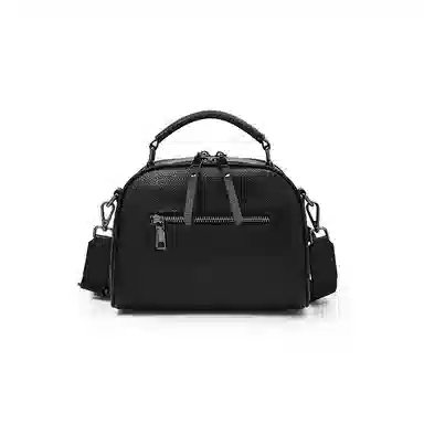 老人头 休闲百搭通勤大容量波士顿妈妈包 头层牛皮 手提包 常规 女款 黑色