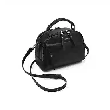 老人头 休闲百搭通勤大容量波士顿妈妈包 头层牛皮 手提包 常规 女款 黑色