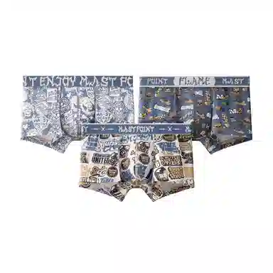 MAST POINT Plant Floral Cartoon Print Boxer Briefs 3-Pack