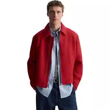 ZARA Loose Fit Zip Collar Jacket Red