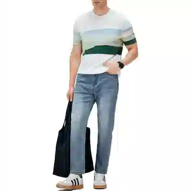 丹宁哲学 薄款无拘束弹中腰长裤牛仔裤 男款