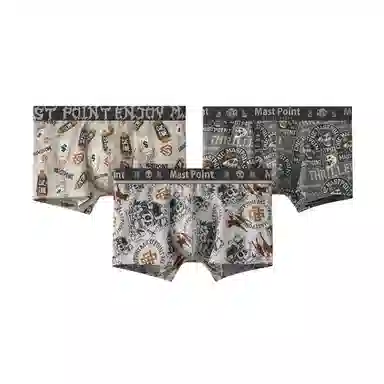 MAST POINT Plant Floral Cartoon Print Boxer Briefs 3-Pack