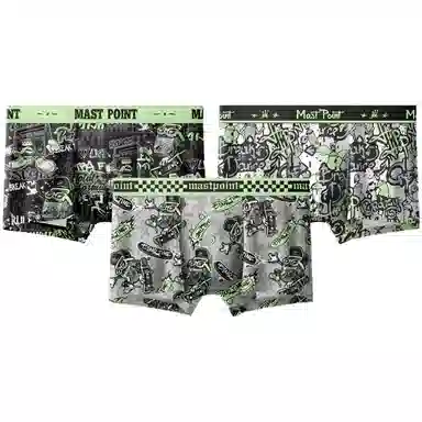 MAST POINT Plant Floral Cartoon Print Boxer Briefs 3-Pack