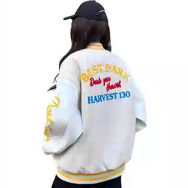 JIMI&JONS Retro Embroidered Baseball Jacket