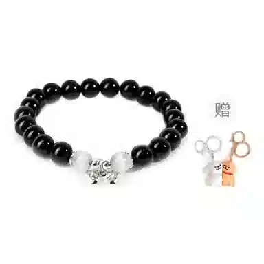琅风 转运珠新中式高级感小众设计好运铃铛潮流百搭天然 黑曜石 手串 男女同款情侣款