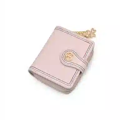 老人头 复古时尚精致多卡位折叠短款 合成革 钱包 女款 黑色/红色