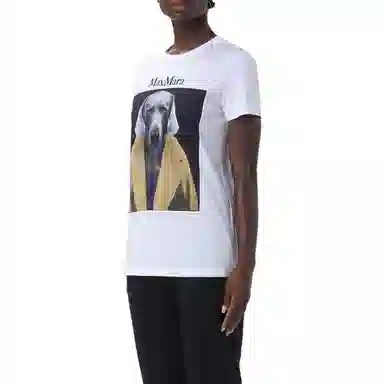 MaxMara Animal Print Crew Neck T-Shirt White