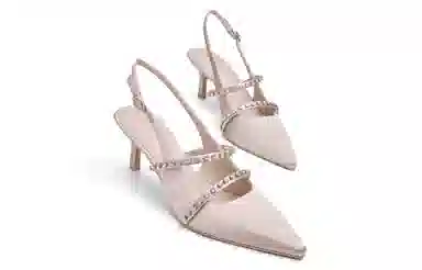 CHARLES&KEITH Textured Rhinestone Sandals 6.3cm