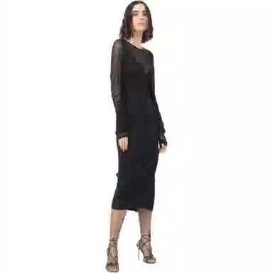 PINKO Slim Fit Long Sleeve Dress Black