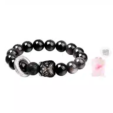 【瑞狮赐福】 老凤祥 纳福醒狮祥云跑环招财呈祥银曜转运珠 新中式时尚简约复古百搭高级感#好运 黑曜石 手串 男女同款情侣款
