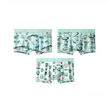 MAST POINT Plant Floral Cartoon Print Boxer Briefs 3-Pack