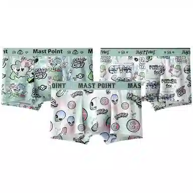 MAST POINT Plant Floral Cartoon Print Boxer Briefs 3-Pack