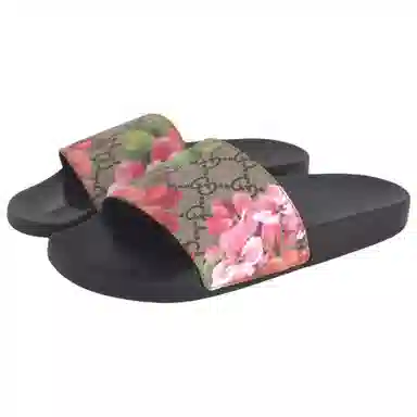 GUCCI Orchid Print Sandals Black