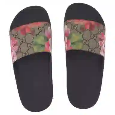 GUCCI Orchid Print Sandals Black