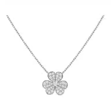 Van Cleef & Arpels Frivole Pendant Small Full Diamond 18k White Gold Necklace