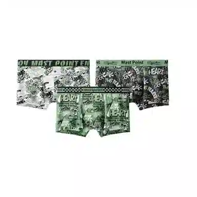 MAST POINT Plant Floral Cartoon Print Boxer Briefs 3-Pack