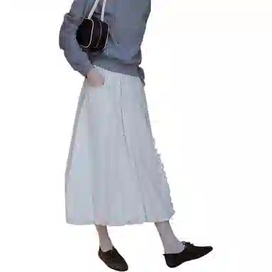 哒头下雨不愁 纯色适中宽松高腰休闲长裙 女款