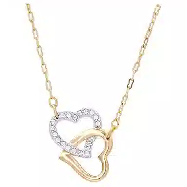 Swarovski Double Heart Necklace Gold