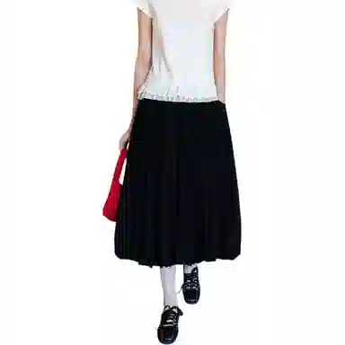 哒头下雨不愁 纯色适中宽松高腰休闲长裙 女款