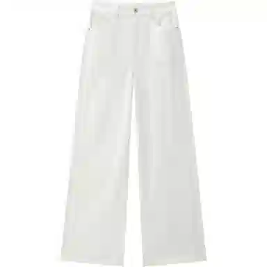 太平鸟 纯色口袋高腰直筒牛仔裤 女款