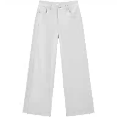 太平鸟 纯色口袋高腰直筒牛仔裤 女款