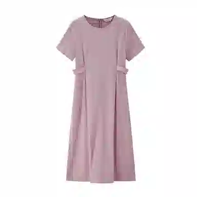 佐丹奴 收腰圆领梭织休闲短袖连衣裙 女款