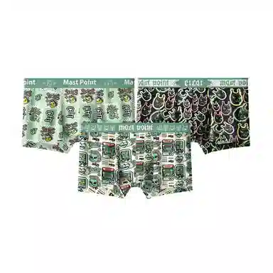 MAST POINT Plant Floral Cartoon Print Boxer Briefs 3-Pack